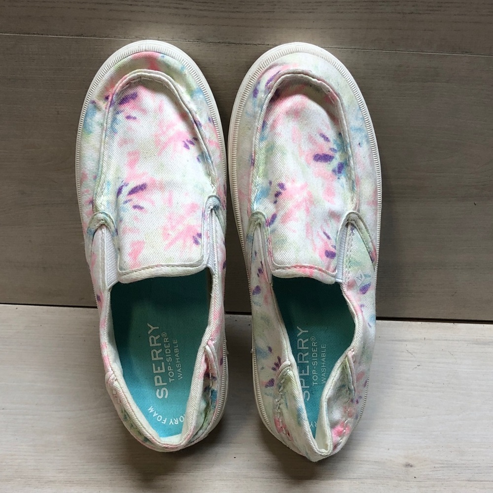 Sperry Pastel Floral Tie-Dye Slip-On Shoes #1522